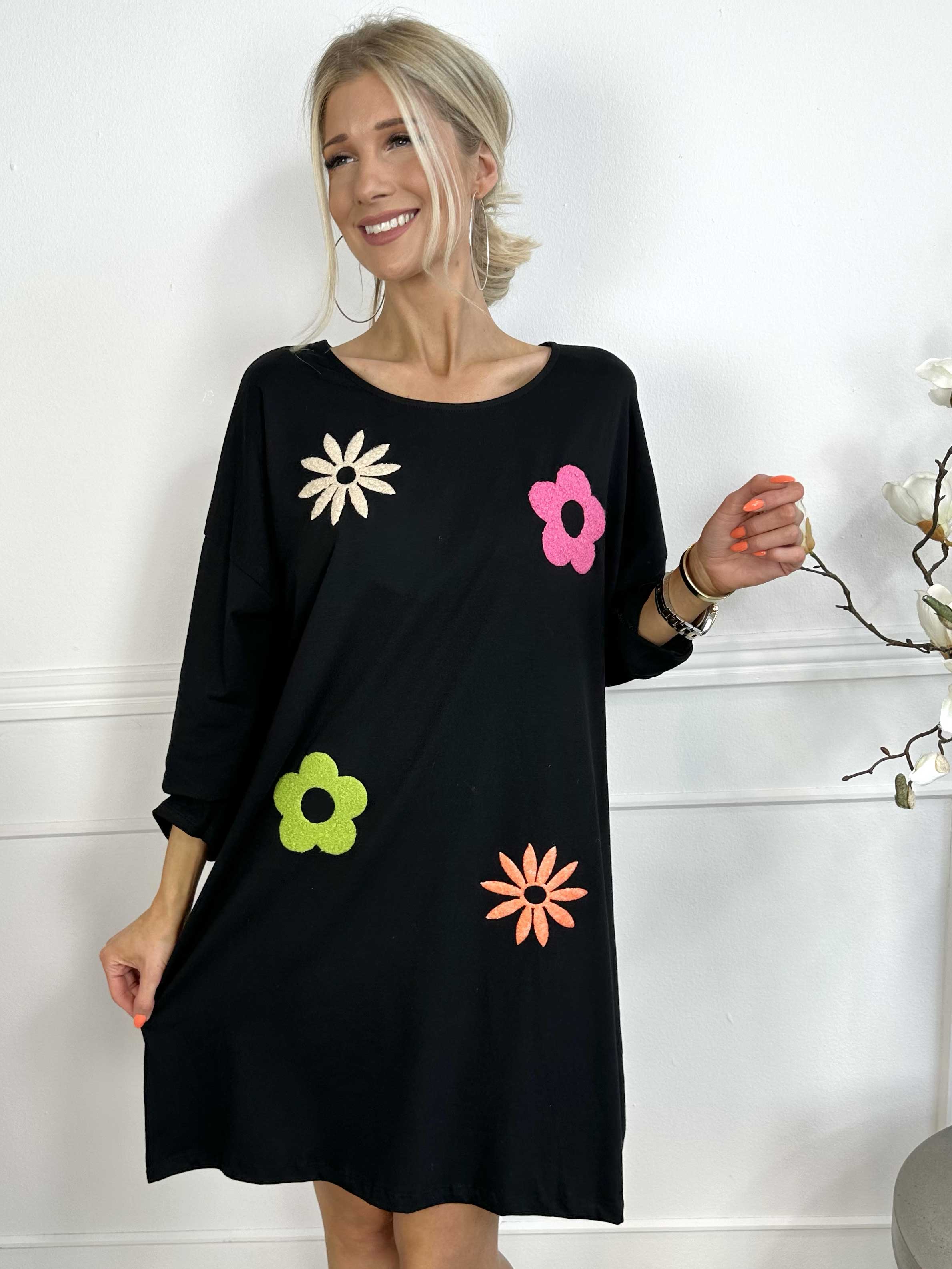 Susanna - Joggingkjole i bomuld med farvet blomstermotiver